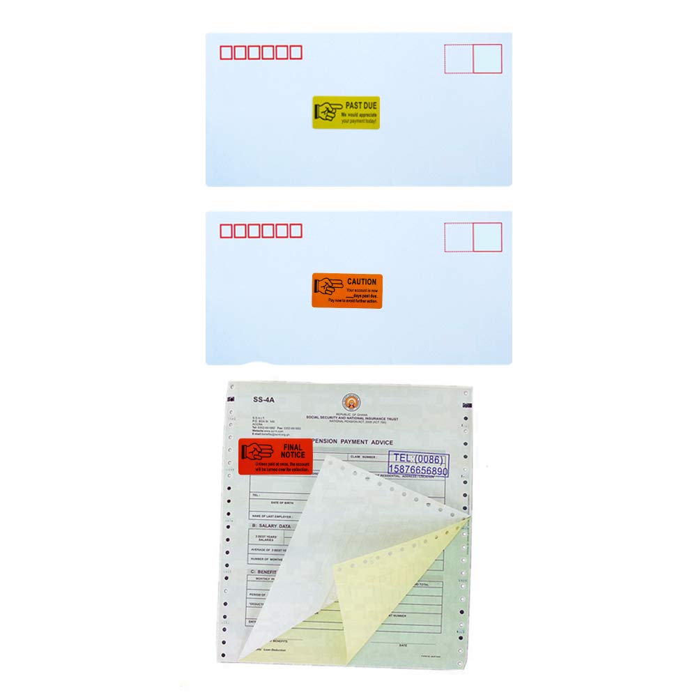 HYBSK 1 x 2 Inch Receivable Collections Stickers 3 Popular Labels 500 Labels Per Roll