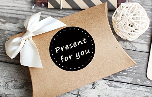 Hybsk 1.5 inch White Letter Present for You in Black with Dotted Line Stickers Total 500 Labels per Roll