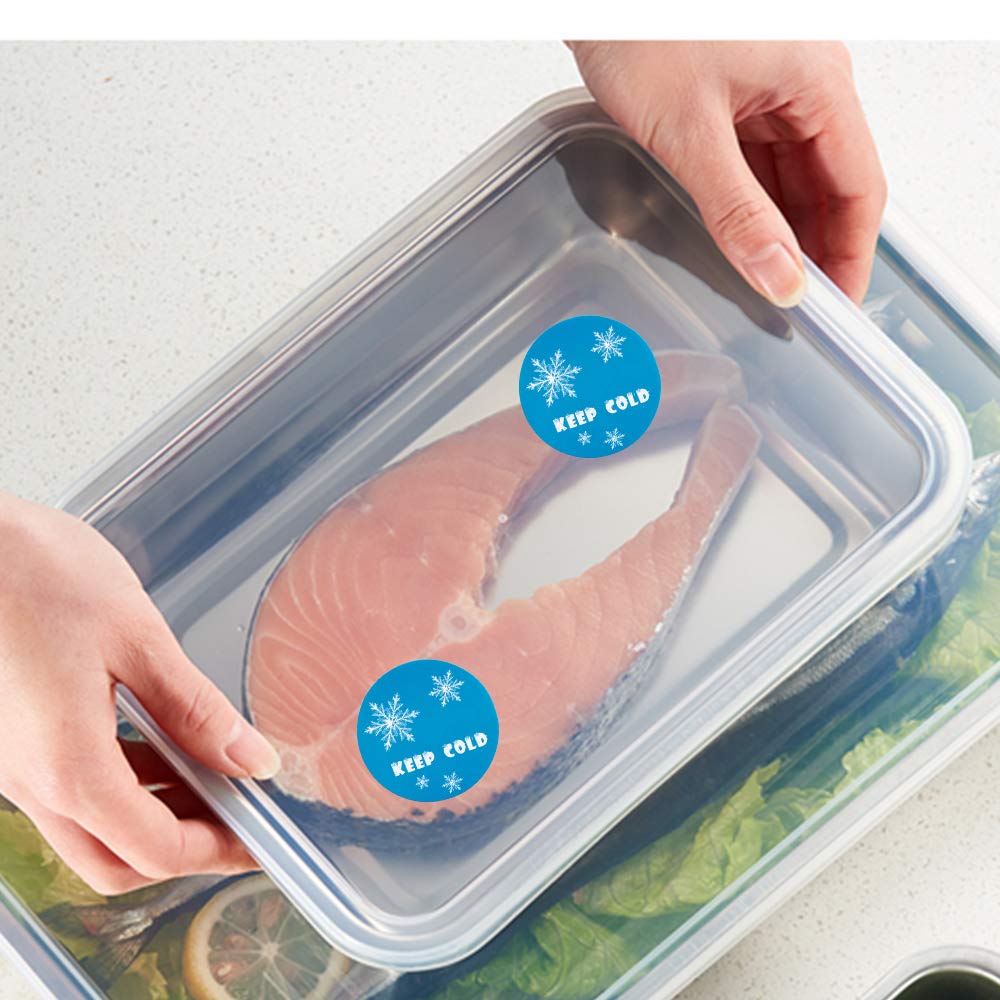 Hybsk 1 inch Keep Cold Freezer Stickers with Snow Total 1,000 Labels Per Roll