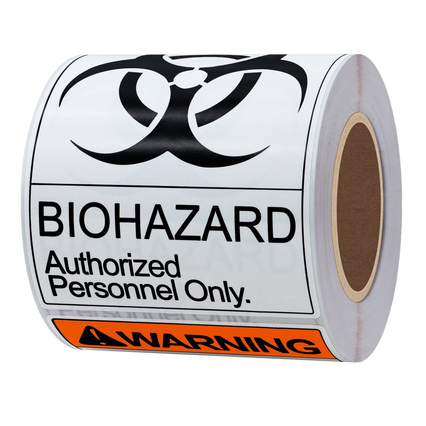 Hybsk Biohazard Warning Labels 4 x 4 inch Fluorescent Red-Orange Hazardous Stickers | 100 Labels/Roll