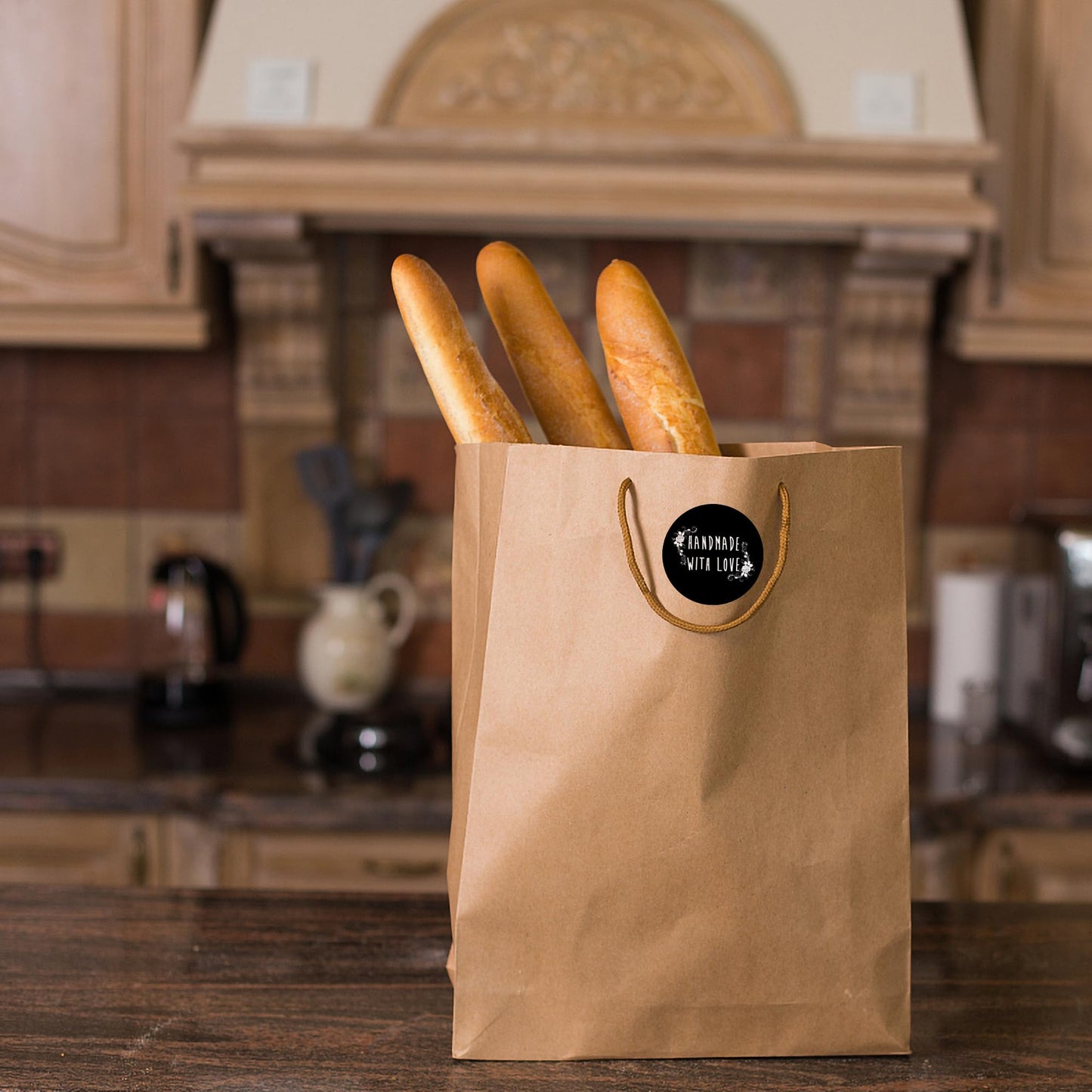 Hybsk 1.5" Inch Rose Floral Round Handmade with Love Stickers with Flowers Total 500 Labels Per Roll