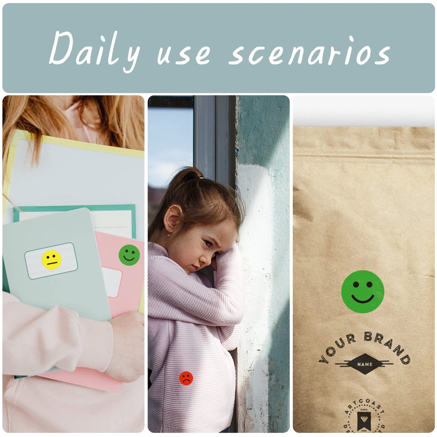 Hybsk 1" Happy/Sad Smiling Face Behavior Stickers Teacher Kids Rewards Labels Total 480 Labels