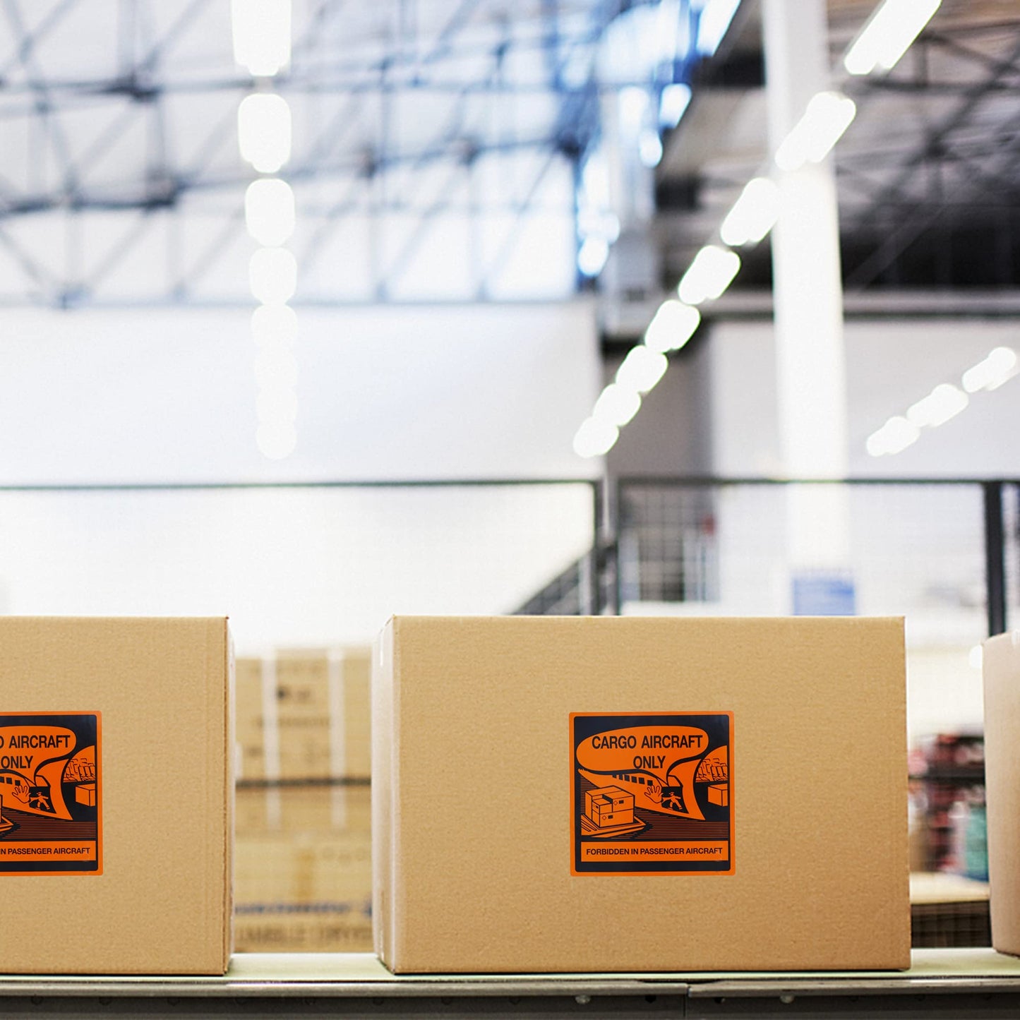 Hybsk Cargo Aircraft Only Warning Labels 4 x 4 Inch Total 100 Adhesive Stickers On a Roll