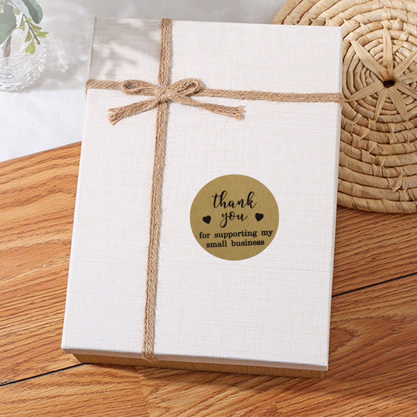 Hybsk 1.5 Inch Round Kraft Thank You for Supporting My Small Business Stickers / 500 Labels Per Roll