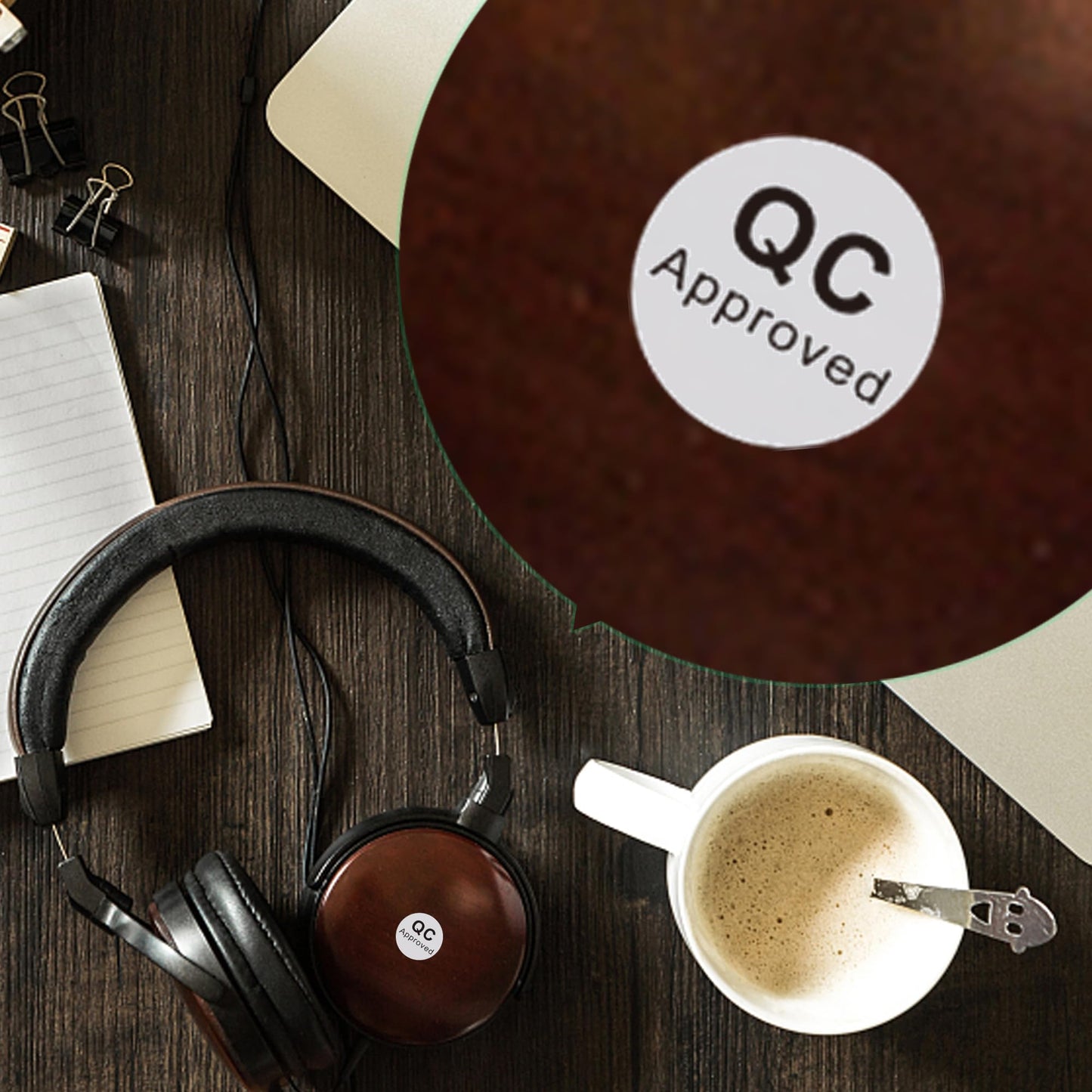 Hybsk White Circle with Black QC Approved Dot Stickers, 4/5 Inch Round, 1000 Labels on a Roll