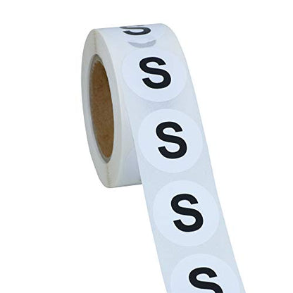 Hybsk White Round Clothing Size Stickers S/M/L - Adhesive Labels for Retail Apparel