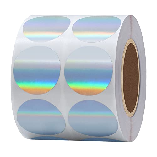 Hybsk Silver Color Coding Dots | Tiny Holographic Round Dot Stickers | 1" Labels--Total 1,000 Per Roll (1 roll)