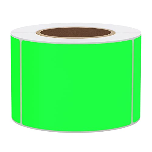 Hybsk 2x3 Inch Color-Code Labels Fluorescent Green Sticker Rectangle 300 Labels Per Roll