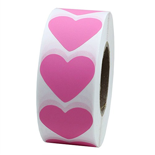 Hybsk Pink Color Coding Dot Labels 30mm Love Heart Natural Paper Stickers Adhesive Label 1,000 Per Roll