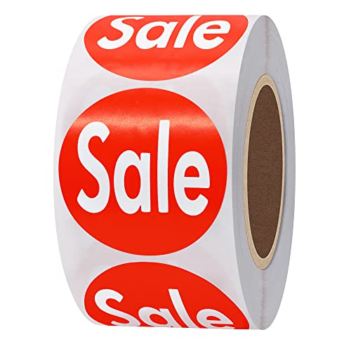 Hybsk Red Retail"Sale" Stickers 1.5" Round Circle Labels 500 Total Per Roll