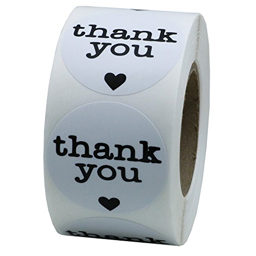 Hybsk 1.5" Round Brown Kraft Paper Thank You Stickers with Heart Adhesive Labels