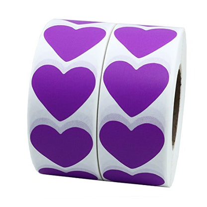 Hybsk Purple Color Coding Dot Labels 30mm Love Heart Natural Paper Stickers Adhesive Label 1,000 Per Roll