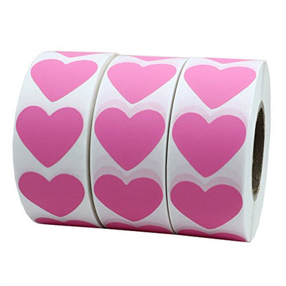 Hybsk Pink Color Coding Dot Labels 30mm Love Heart Natural Paper Stickers Adhesive Label 1,000 Per Roll