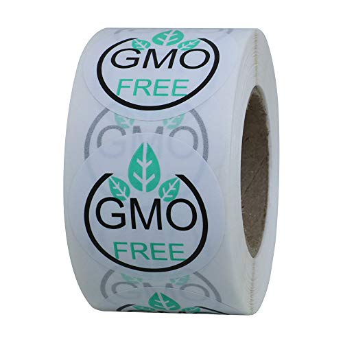 Hybsk GMO Free Labels 1.5 Inch Round 500 Adhesive Stickers On a Roll