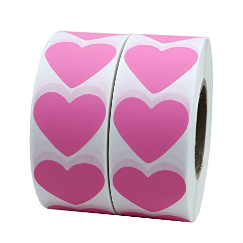 Hybsk Pink Color Coding Dot Labels 30mm Love Heart Natural Paper Stickers Adhesive Label 1,000 Per Roll