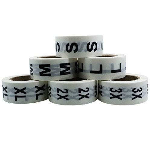 Hybsk 1" Clear Round Clothing Size Stickers Adhesive Labels For Retail Apparel S M L XL 2X 3X Total 6 Rolls