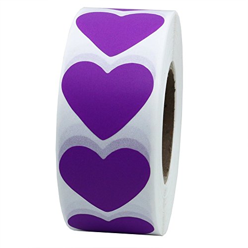 Hybsk Purple Color Coding Dot Labels 30mm Love Heart Natural Paper Stickers Adhesive Label 1,000 Per Roll