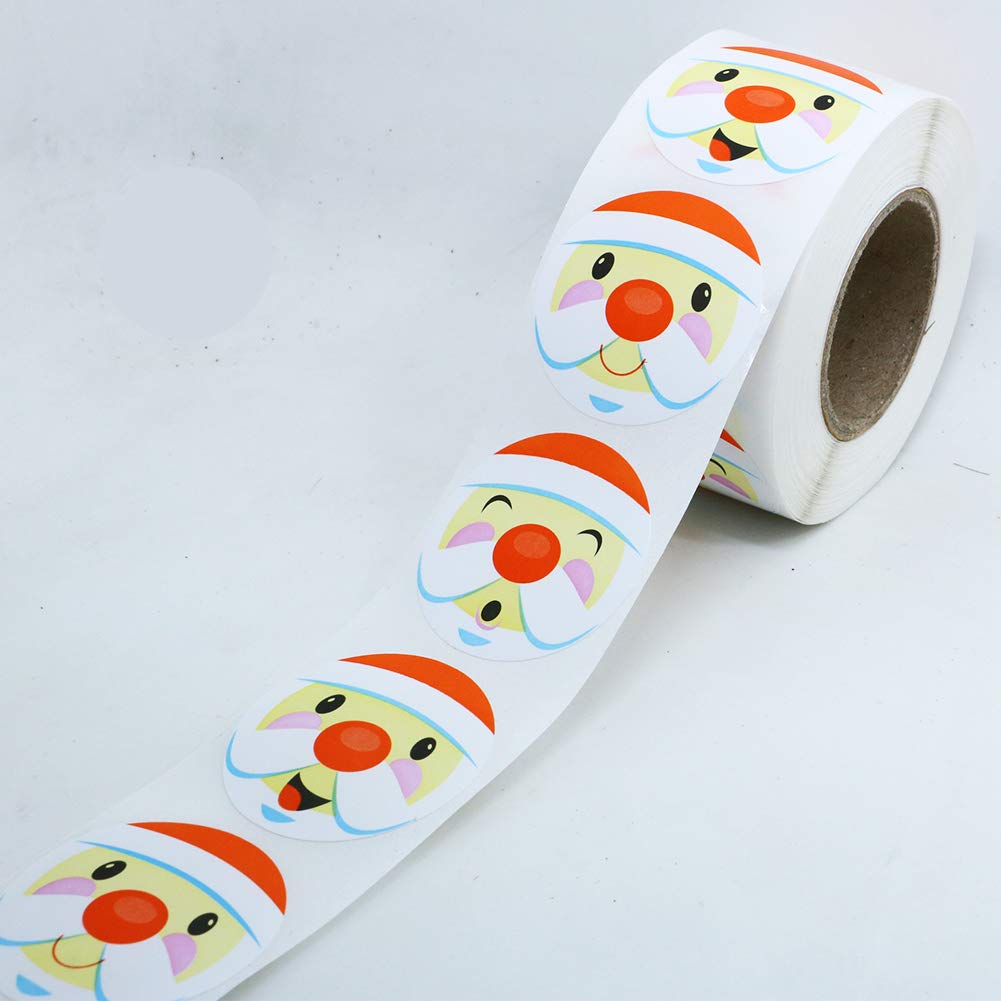 Hybsk Merry Christmas Santa Claus Stickers for Items Gift 1.5" Round Labels 500 Total Per Roll