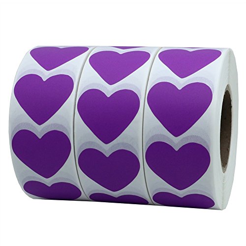 Hybsk Purple Color Coding Dot Labels 30mm Love Heart Natural Paper Stickers Adhesive Label 1,000 Per Roll