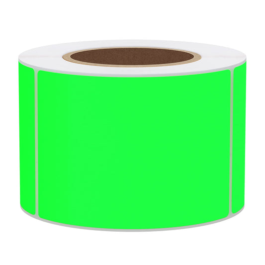 Hybsk 2x3 Inch Color-Code Labels Fluorescent Green Sticker Rectangle 300 Labels Per Roll