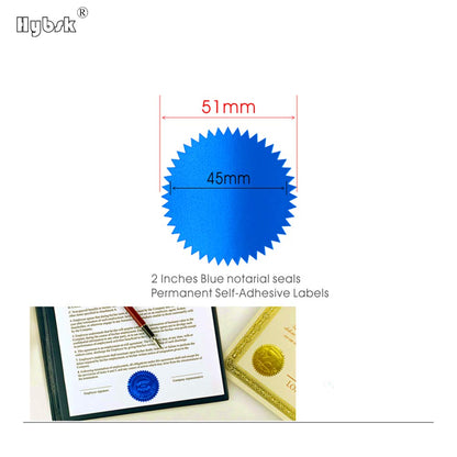 Hybsk 2" Gold Certificate Wafer Seals Labels Awards Legal Embossing Stickers
