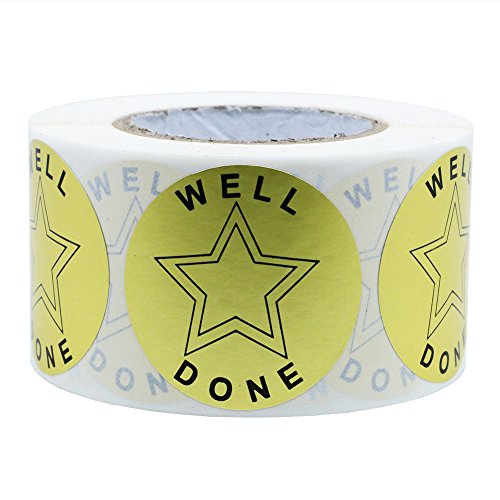 Hybsk 1.5" Gold Round Well Done Reward Stickers/Labels for Teachers Or Parents A Big Encouragement for Your Little Ones