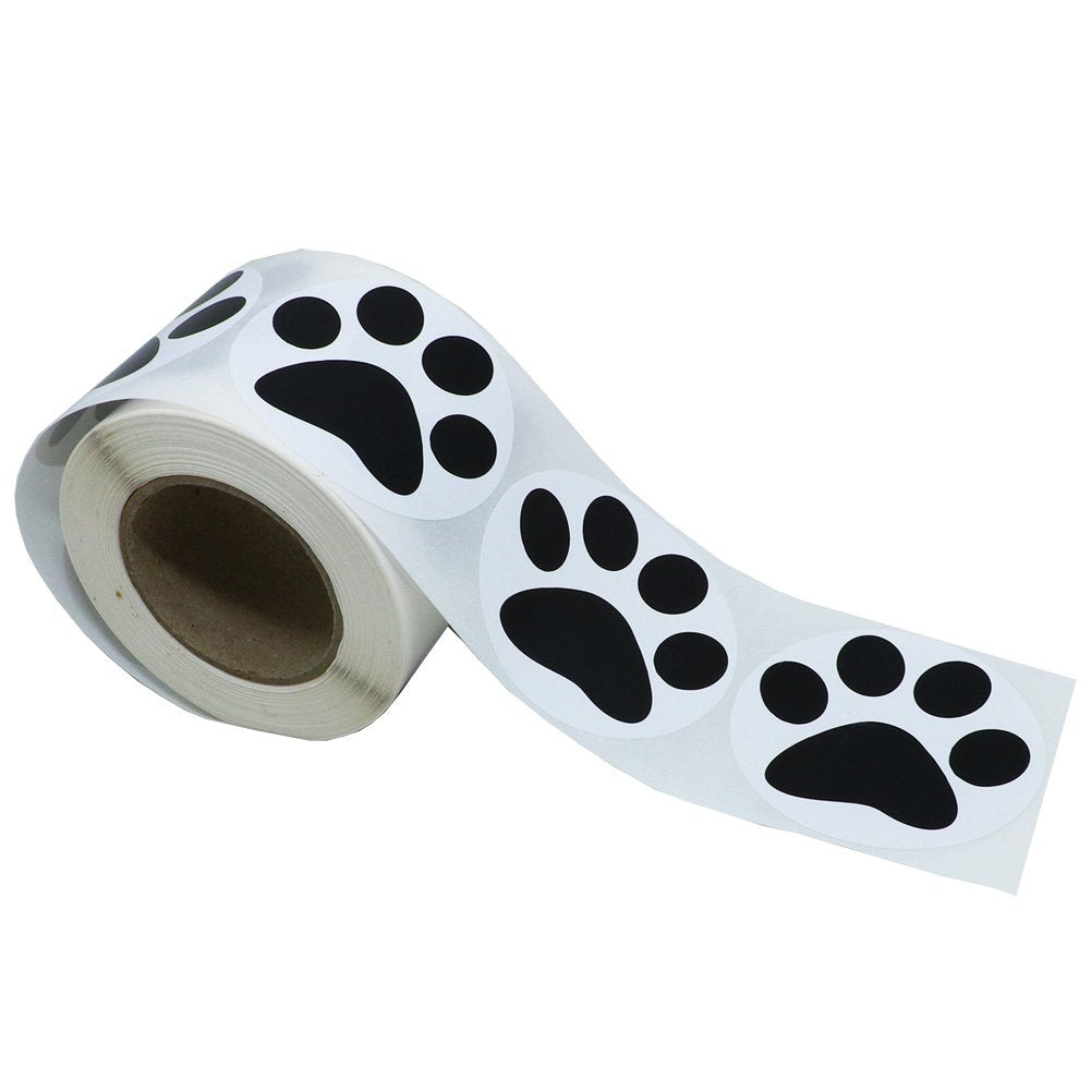 Hybsk 2" Round Black Bear Paw Print Dog Puppy Paw Stickers