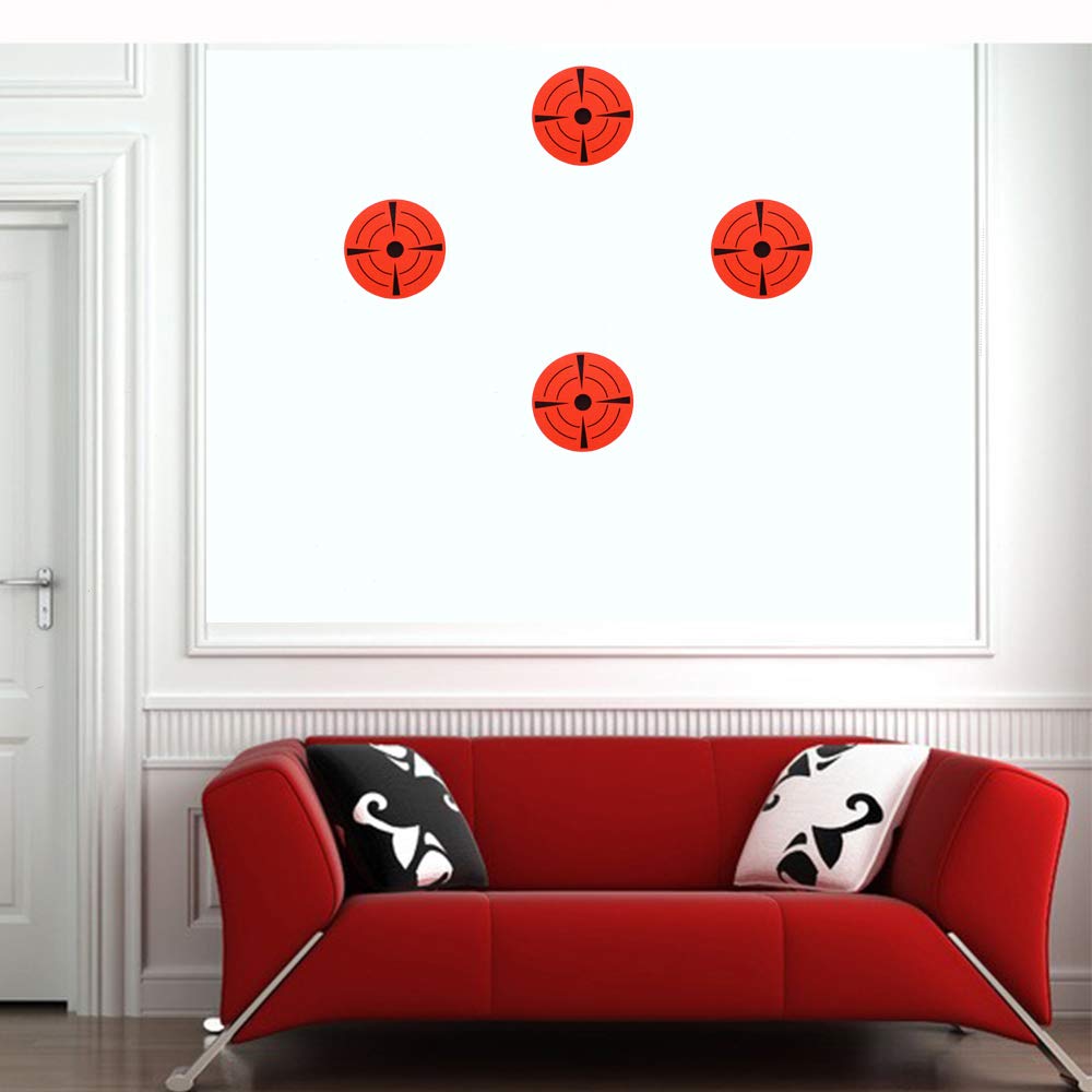 Hybsk Target Pasters 3 Inch Round Adhesive Shooting Targets - Target Dots - Fluorescent Red and Black (Fluorescent Red)