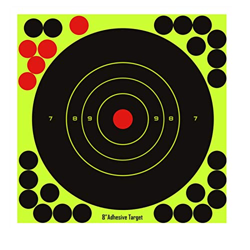 Hybsk Targets - 8 inch Reactive Self Adhesive Shooting Targets Bright Fluorescent Yellow Upon Impact- Gun - Rifle - Pistol - Airsoft - BB Gun - Pellet Gun - Air Rifle