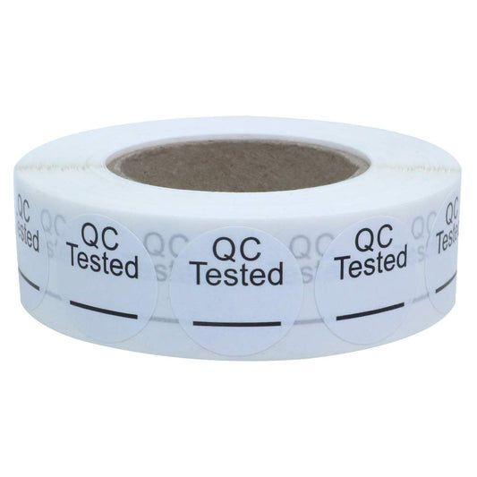 Hybsk White Circle with Black QC Tested Dot Stickers, 4/5 Inch Round, 1000 Labels on a Roll