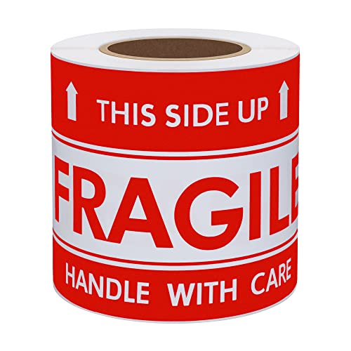 Hybsk 2"*3" Handle with Care This Side Up Fragile Stickers Adhesive Label 300 Per Roll