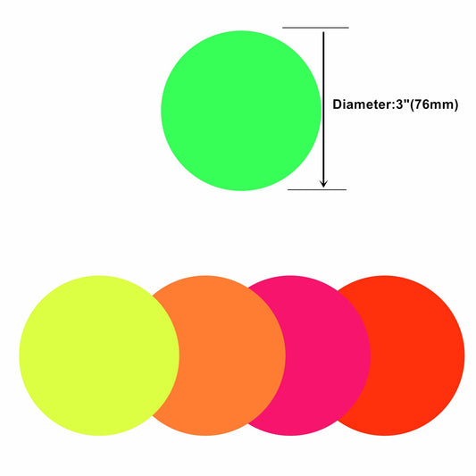 Hybsk 3 inch Round Inventory Labels Permanent Fluorescent Color Coding Organizer Labels