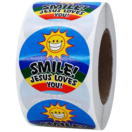 Hybsk Smile Jesus Loves You Stickers for Items Gift Total 500 Labels Per Roll