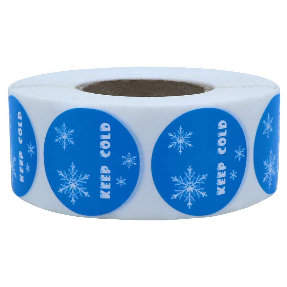 Hybsk 1 inch Keep Cold Freezer Stickers with Snow Total 1,000 Labels Per Roll