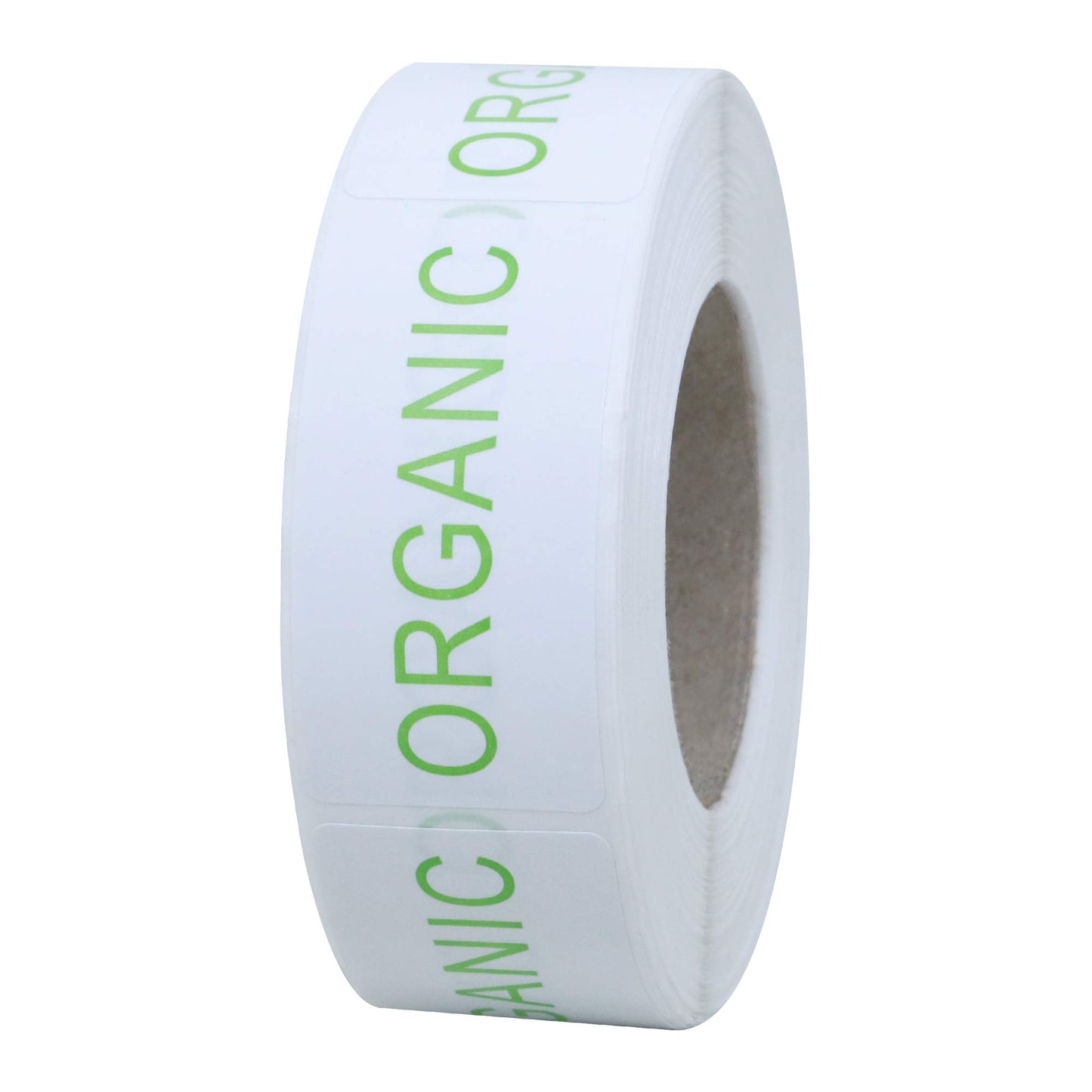 Hybsk White with Green Organic Rectangle Stickers, 1 x 2 Inches in Size, 500 Labels on a Roll