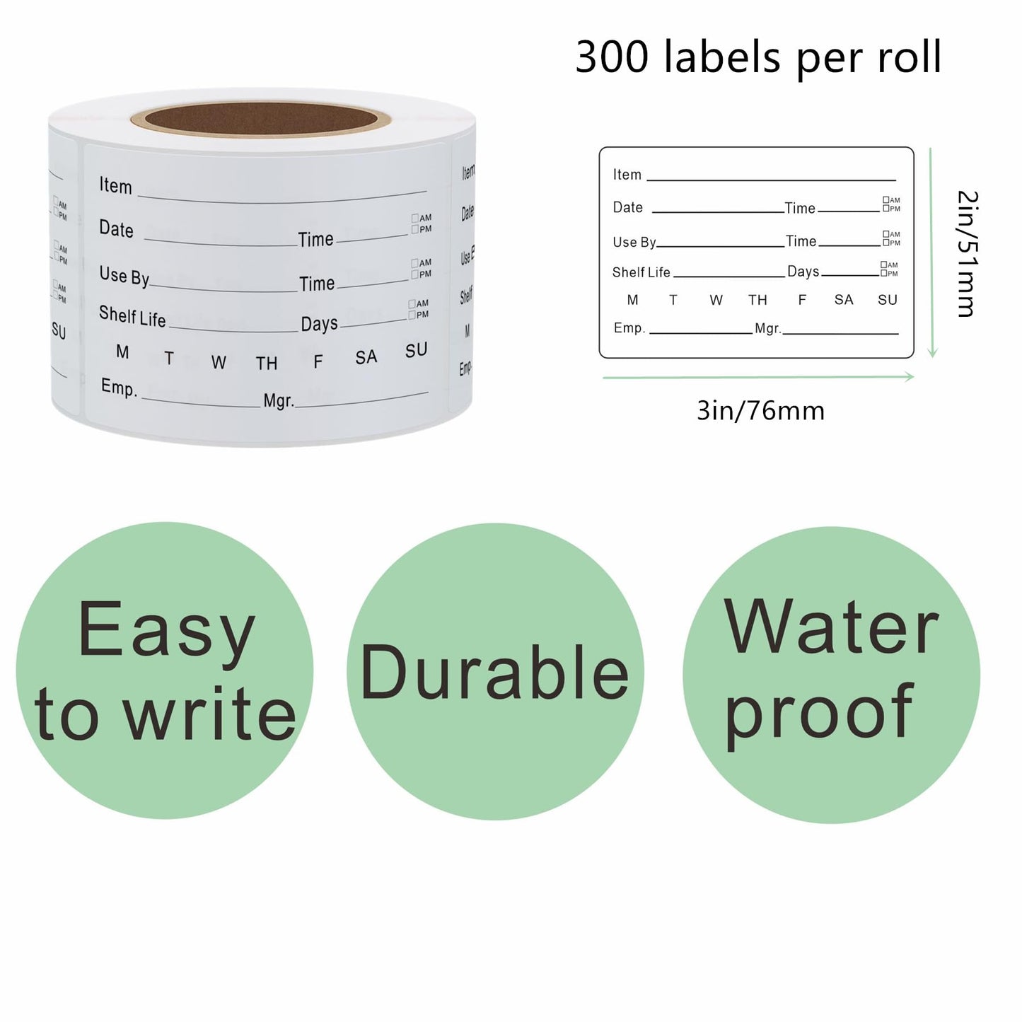 Hybsk 2 x 3 Inch Removable Freezer Food Labels- Easy Clean Leaves No Residue Food Storage Freezer Stickers Perfect for Reusable Containers 300 Stickers