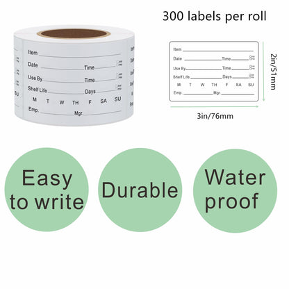 Hybsk 2 x 3 Inch Removable Freezer Food Labels- Easy Clean Leaves No Residue Food Storage Freezer Stickers Perfect for Reusable Containers 300 Stickers