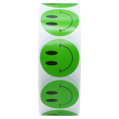 Hybsk Green Smiley Face Happy Stickers 1 inch Round Circle Teacher Labels 1,000 Total Per Roll (Green)