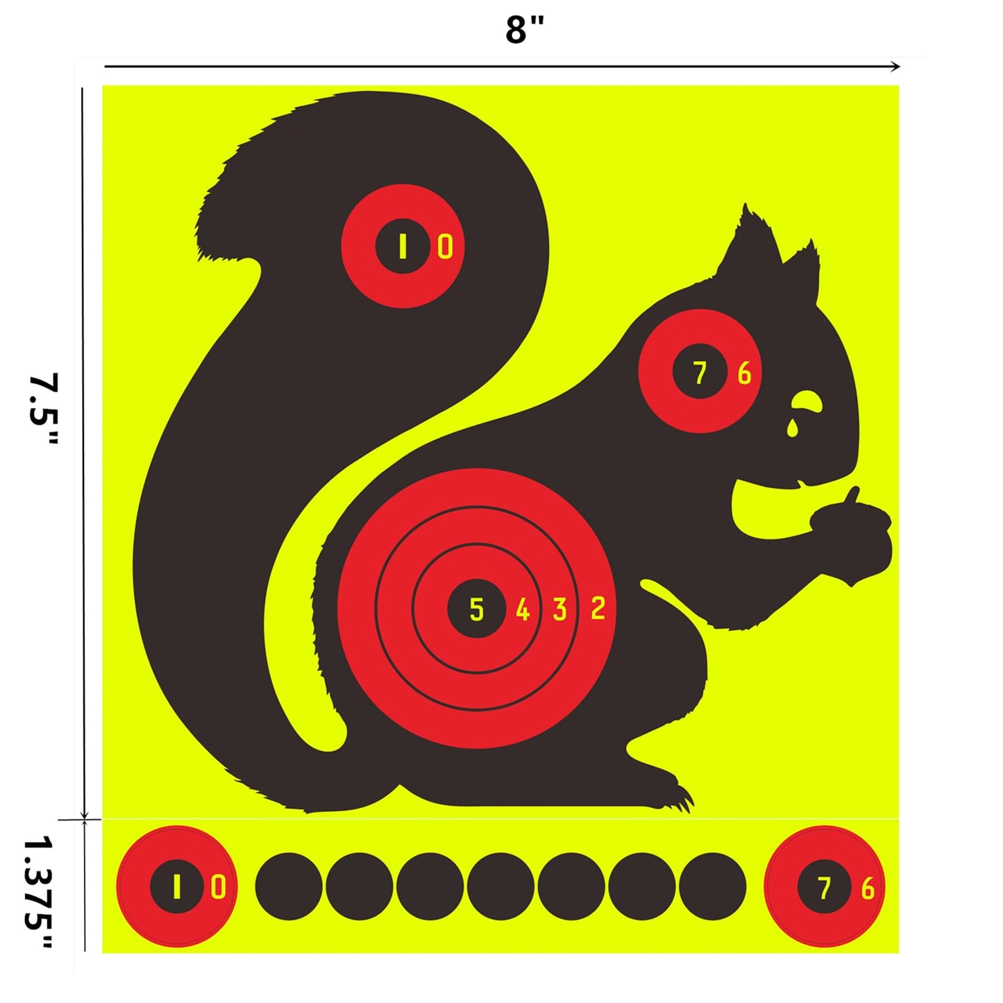 Hybsk 8 Inch Squirrel Shooting Targets for Animal Shoot Training BB Air Rifle Pellet Rifle Pistol Bright Fluorescent Yellow Self Adhesive Targets