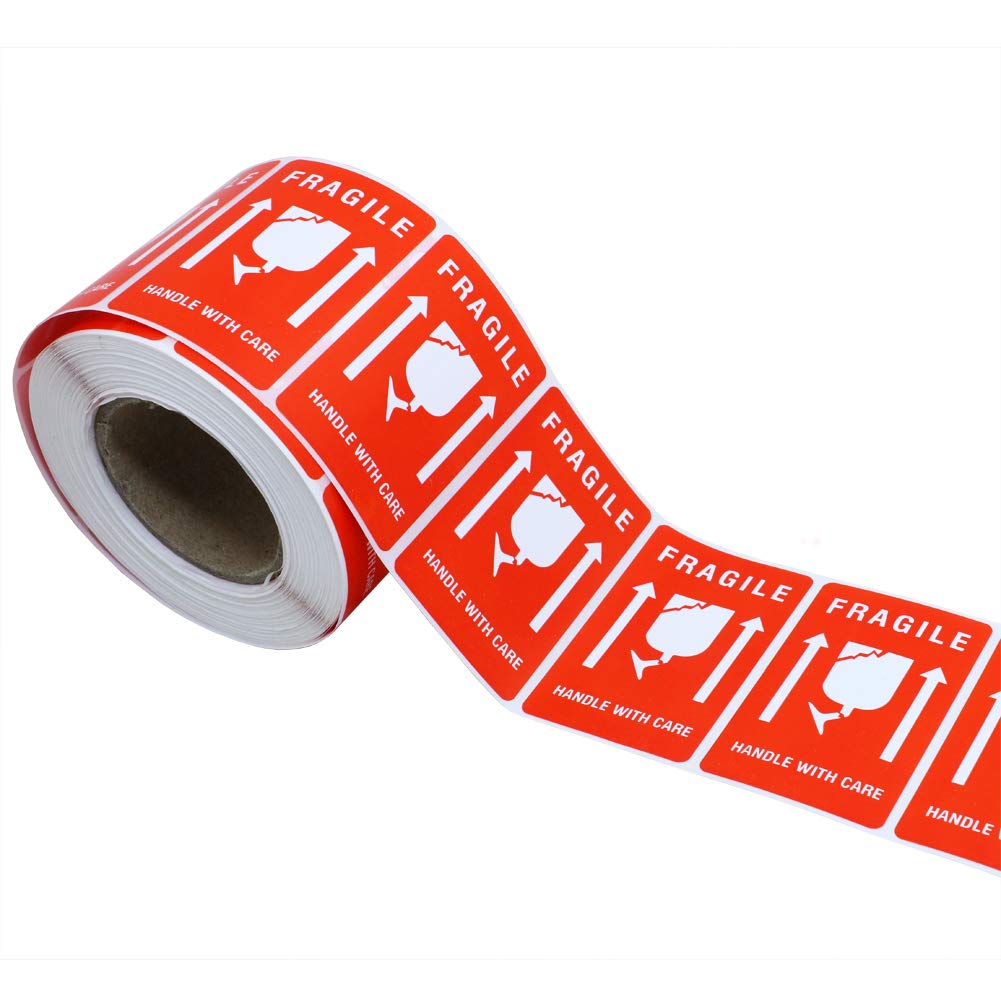 Hybsk 2.16 x1.34 inch Handle with Care This Side Up Fragile Stickers Adhesive Label 500 Per Roll