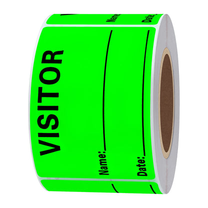 Hybsk Visitor Pass Fluorescent Green Visitor Identification Labels Stickers 300 Labels Per Roll