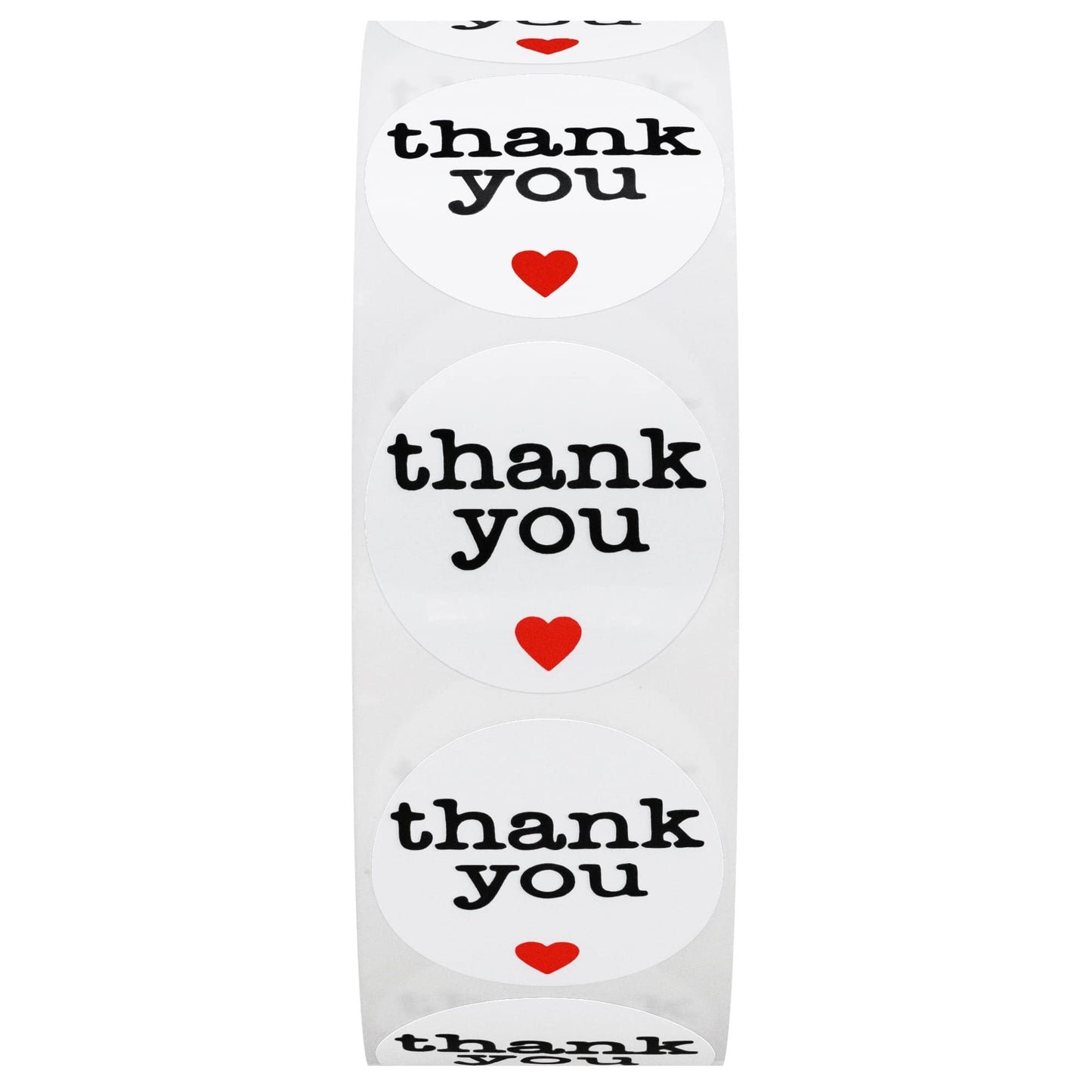 Hybsk Thank You Stickers with Red Heart 1 Inch Round 1,000 Adhesive Labels Per Roll (red Heart)