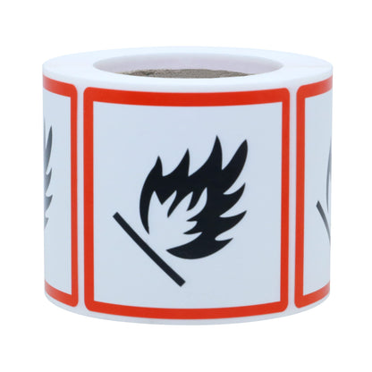 Hybsk OSHA Compliant, GHS Flame Sticker Safety Warning Sign - 2x2 inch Total 300 On a Roll