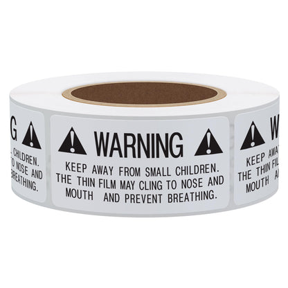 Hybsk 1x2 inch Warning Labels for Poly Bags and Packaging |Stickers Adhesive Label 500 Per Roll