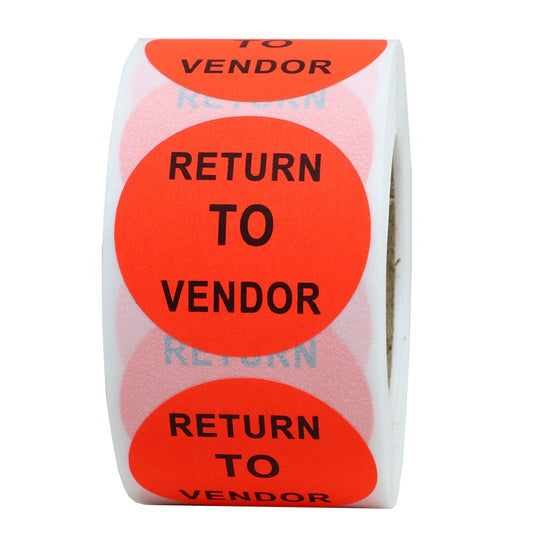 Hybsk Fluorescent Bright Red Return to Vendor Special Handling Shipping Receiving Inventory Control Warehouse Pallet Stickers