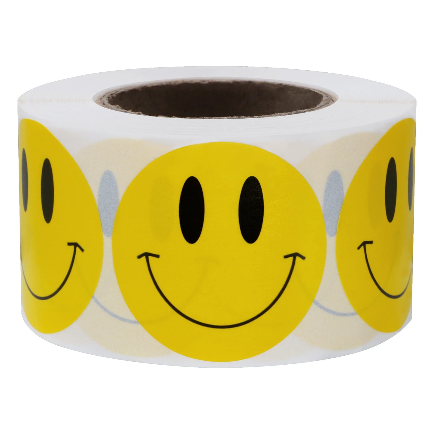Hybsk Yellow Smiley Face Happy Stickers 1.5" Round Circle Teacher Labels 500 Total Per Roll