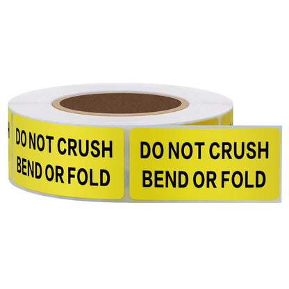 Hybsk 1x2 inch DO NOT Crush Bend OR FOLD Warning Shipping Stickers Self Adhesive Labels