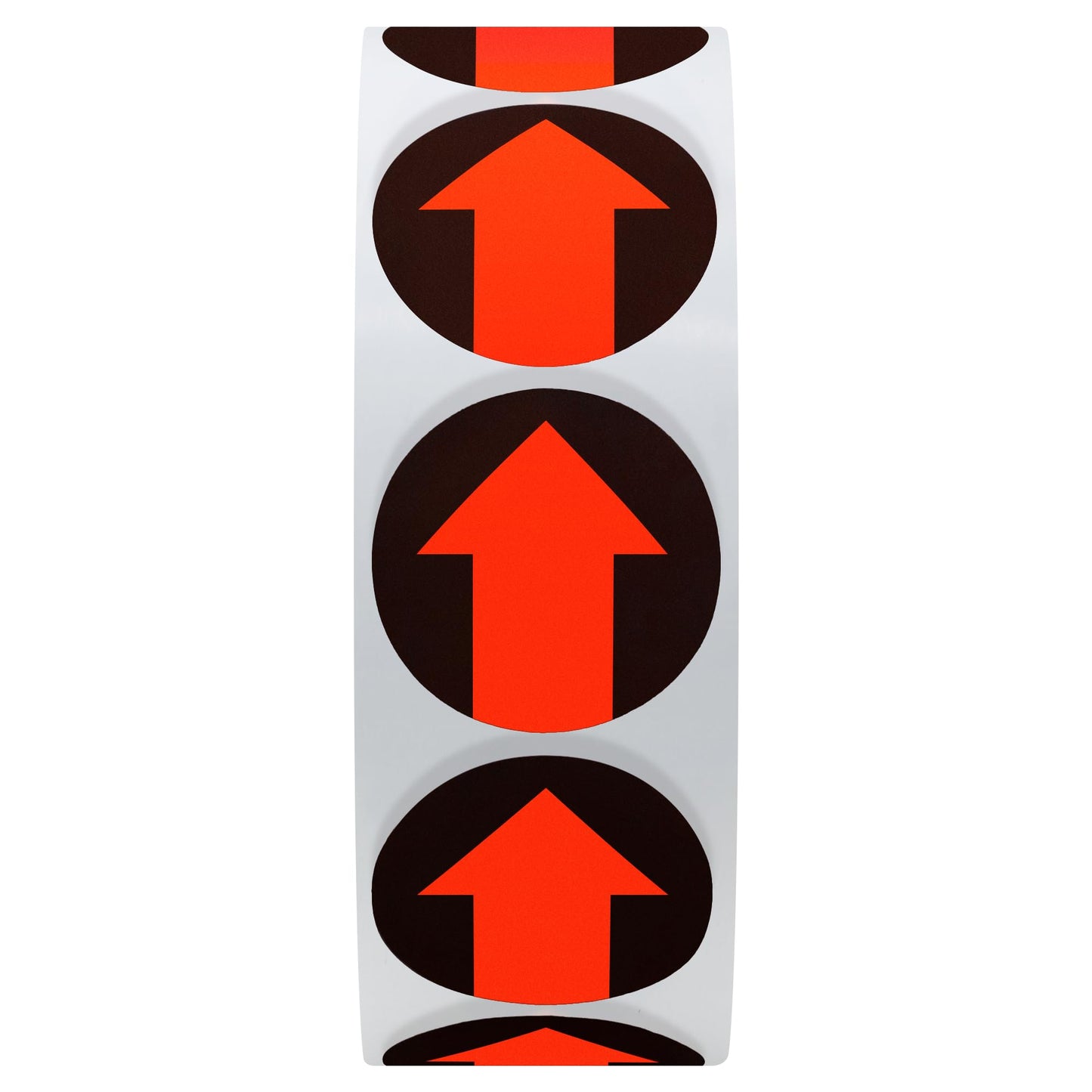 Hybsk 1 inch Arrow Dot Labels Fluorescent Red-Orange Print on Black Total 1,000 Labels Per Roll