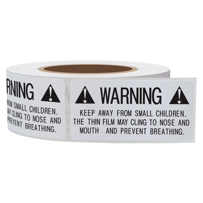 Hybsk 1x2 inch Warning Labels for Poly Bags and Packaging |Stickers Adhesive Label 500 Per Roll