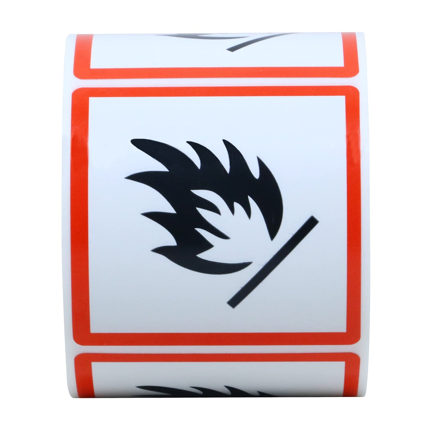 Hybsk OSHA Compliant, GHS Flame Sticker Safety Warning Sign - 2x2 inch Total 300 On a Roll